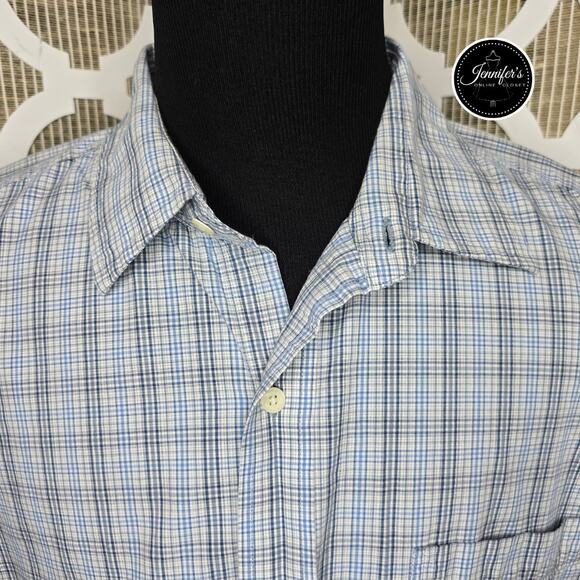 Eddie Bauer Men's Classic Fit Blue & Gray Plaid Long Sleeve Shirt Size XXL - Picture 4 of 11